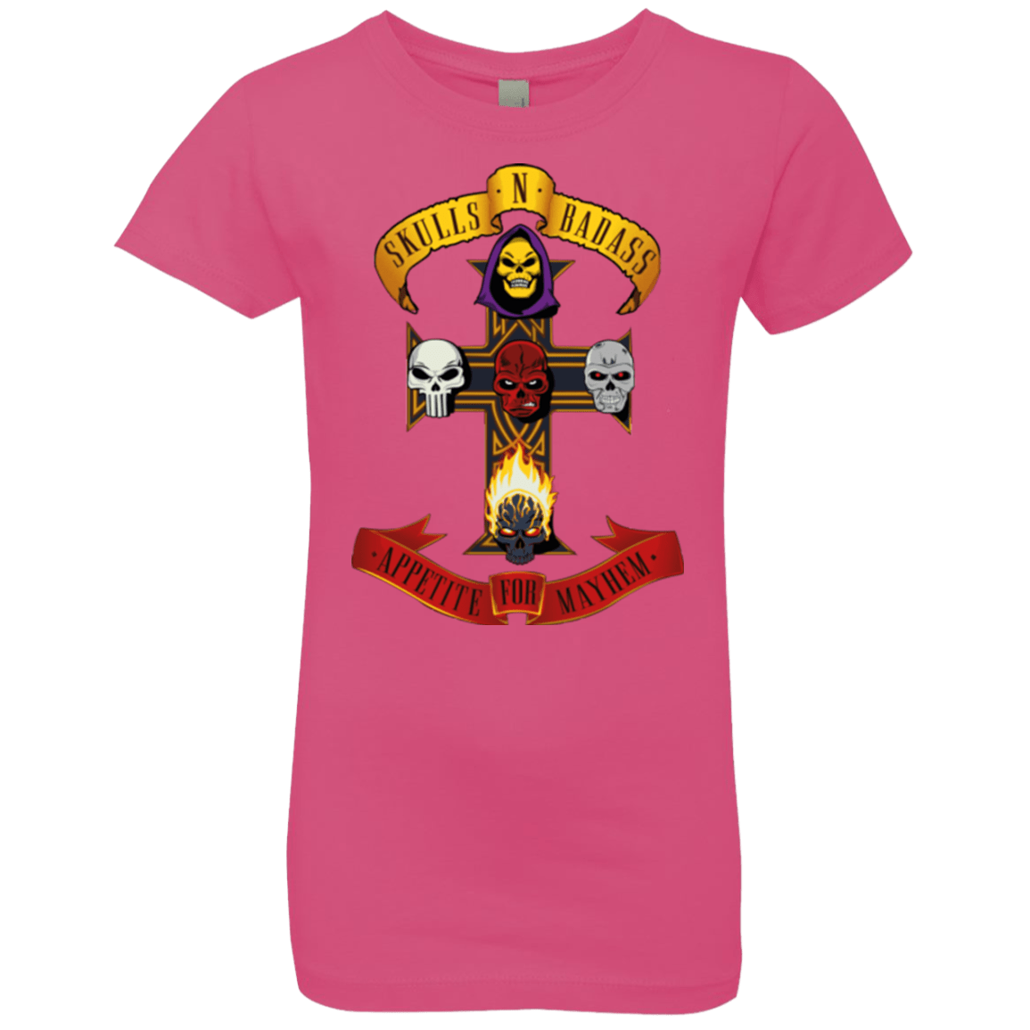 T-Shirts Hot Pink / YXS Skull And Badass Girls Premium T-Shirt