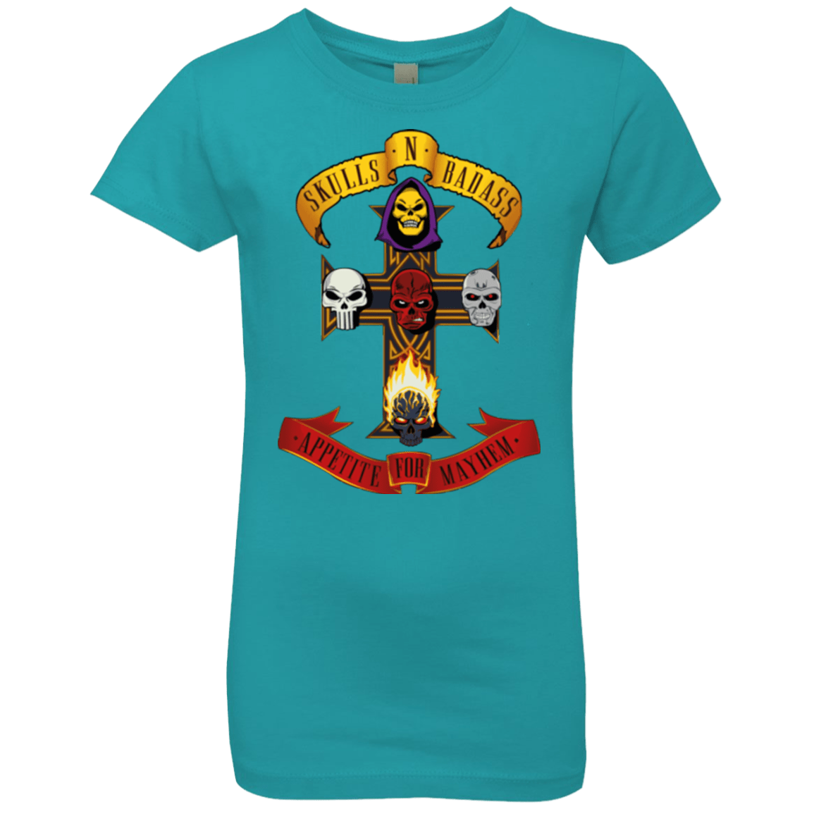 T-Shirts Tahiti Blue / YXS Skull And Badass Girls Premium T-Shirt