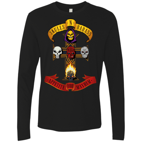 T-Shirts Black / Small Skull And Badass Men's Premium Long Sleeve
