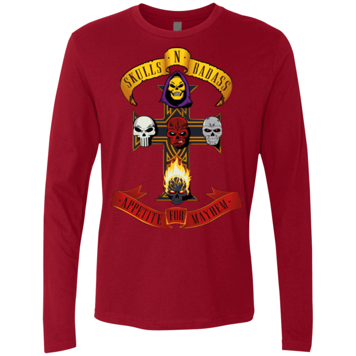 T-Shirts Cardinal / Small Skull And Badass Men's Premium Long Sleeve
