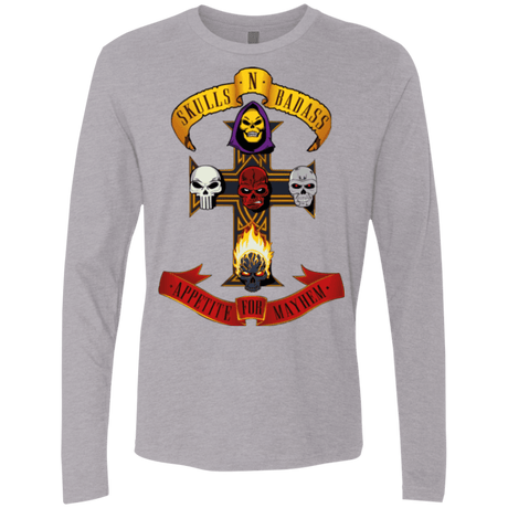T-Shirts Heather Grey / Small Skull And Badass Men's Premium Long Sleeve