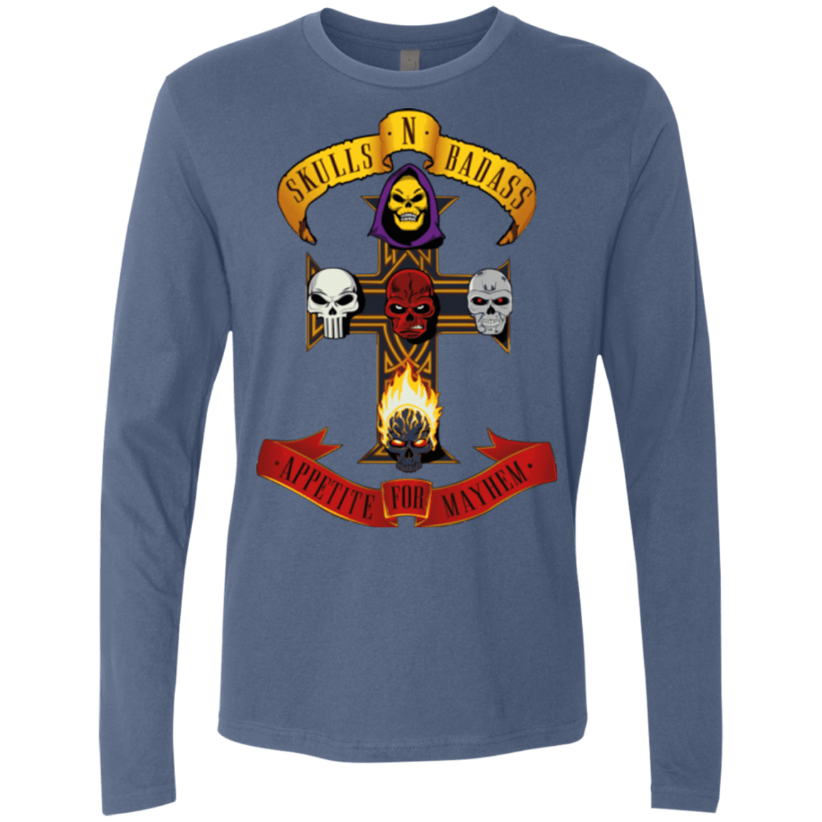 T-Shirts Indigo / Small Skull And Badass Men's Premium Long Sleeve