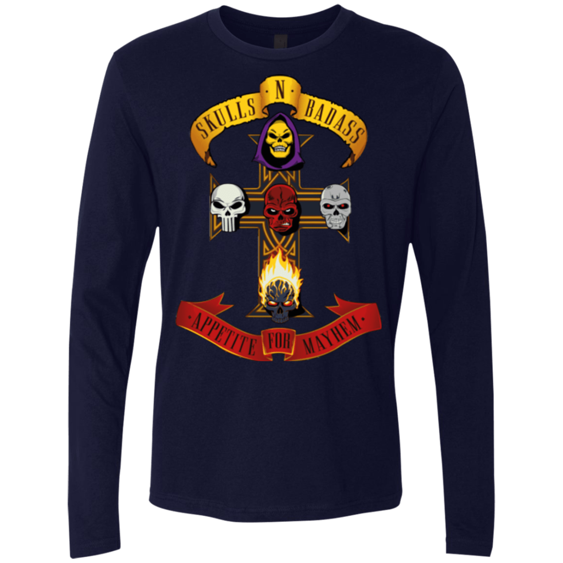 T-Shirts Midnight Navy / Small Skull And Badass Men's Premium Long Sleeve