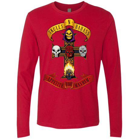 T-Shirts Red / Small Skull And Badass Men's Premium Long Sleeve