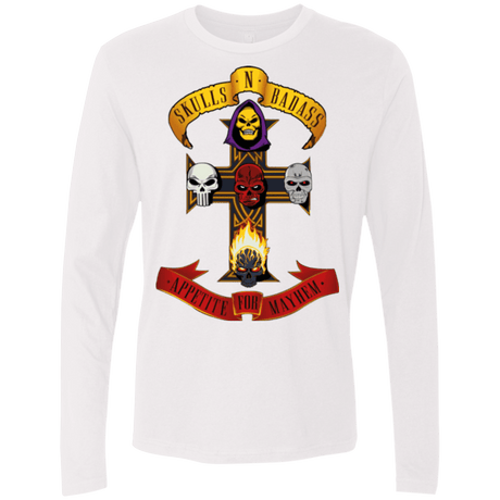 T-Shirts White / Small Skull And Badass Men's Premium Long Sleeve