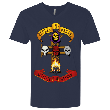 T-Shirts Midnight Navy / X-Small Skull And Badass Men's Premium V-Neck