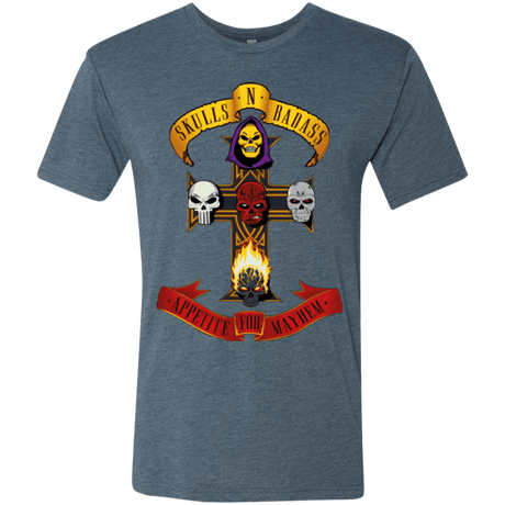 T-Shirts Indigo / Small Skull And Badass Men's Triblend T-Shirt