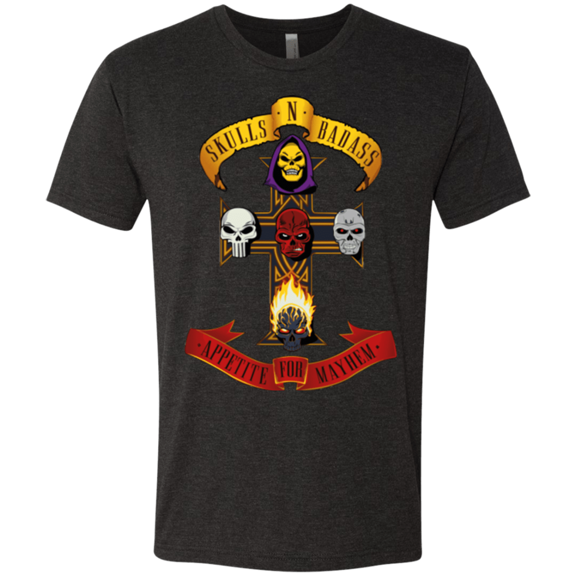T-Shirts Vintage Black / Small Skull And Badass Men's Triblend T-Shirt