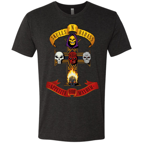 T-Shirts Vintage Black / Small Skull And Badass Men's Triblend T-Shirt