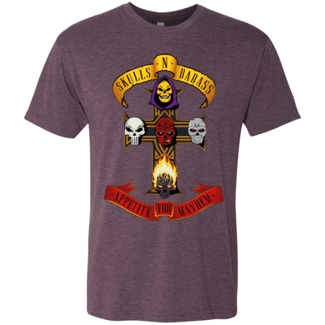 T-Shirts Vintage Purple / Small Skull And Badass Men's Triblend T-Shirt