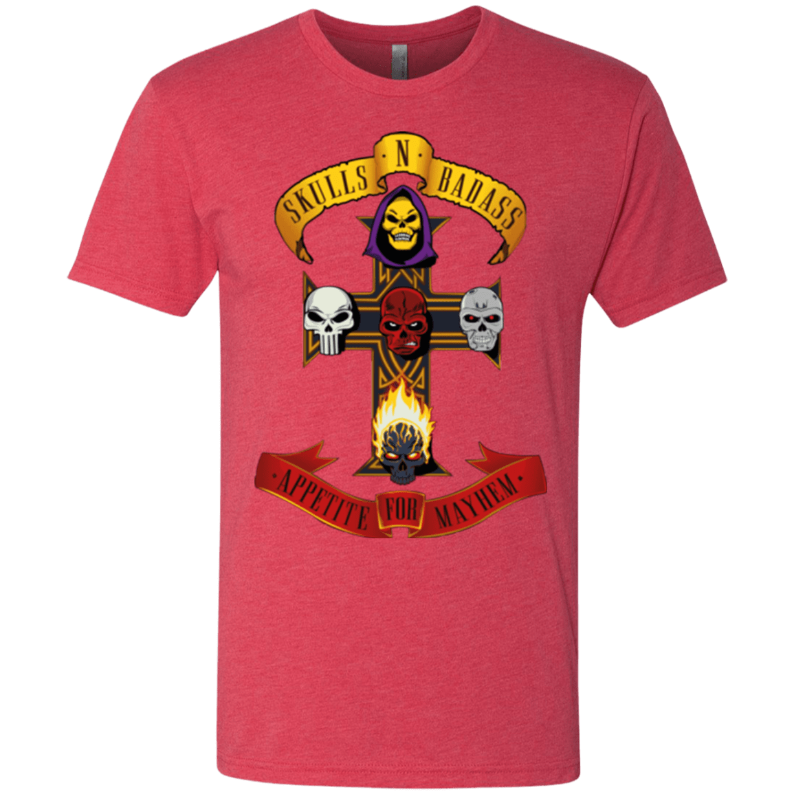 T-Shirts Vintage Red / Small Skull And Badass Men's Triblend T-Shirt