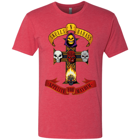 T-Shirts Vintage Red / Small Skull And Badass Men's Triblend T-Shirt