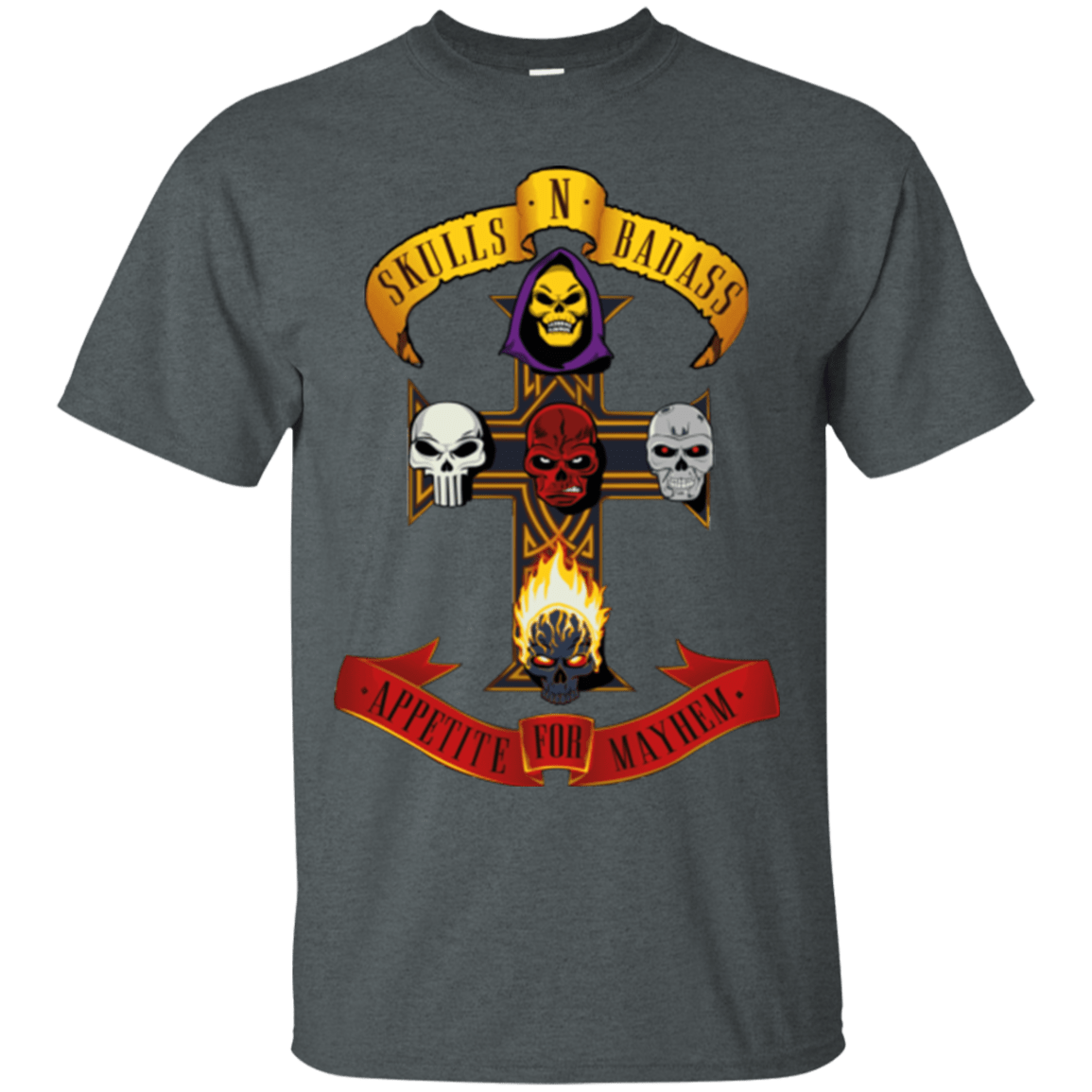 T-Shirts Dark Heather / Small Skull And Badass T-Shirt