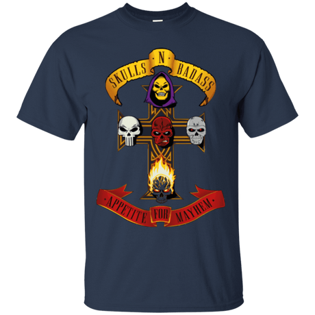 T-Shirts Navy / Small Skull And Badass T-Shirt