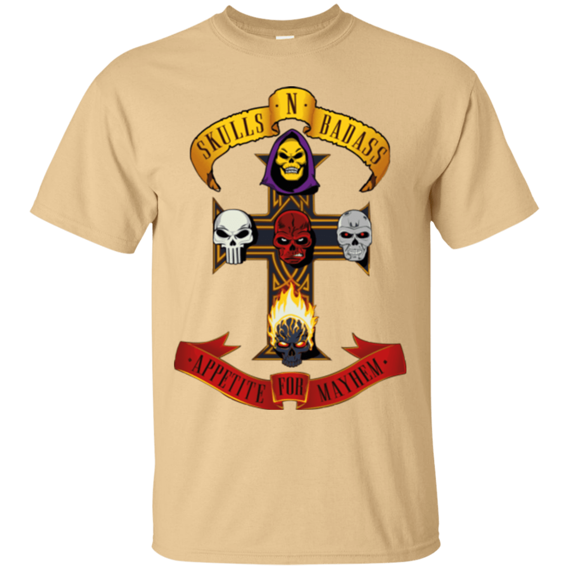 T-Shirts Vegas Gold / Small Skull And Badass T-Shirt