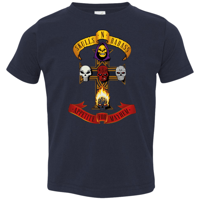 T-Shirts Navy / 2T Skull And Badass Toddler Premium T-Shirt