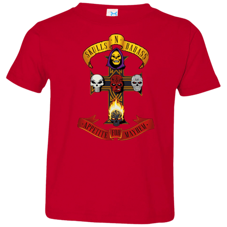 T-Shirts Red / 2T Skull And Badass Toddler Premium T-Shirt