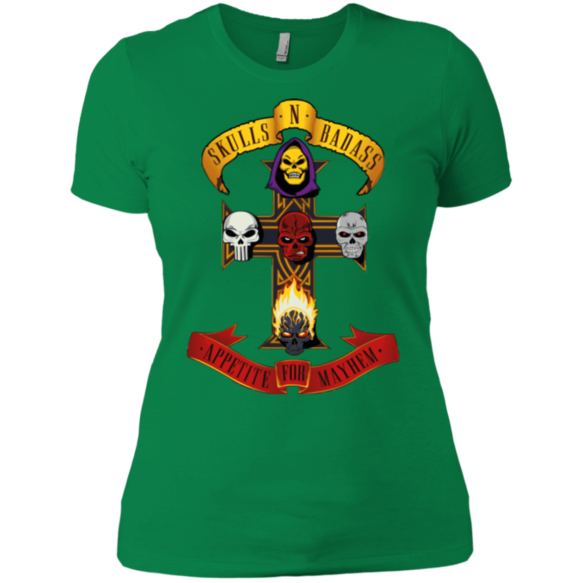 T-Shirts Kelly Green / X-Small Skull And Badass Women's Premium T-Shirt