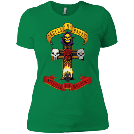 T-Shirts Kelly Green / X-Small Skull And Badass Women's Premium T-Shirt