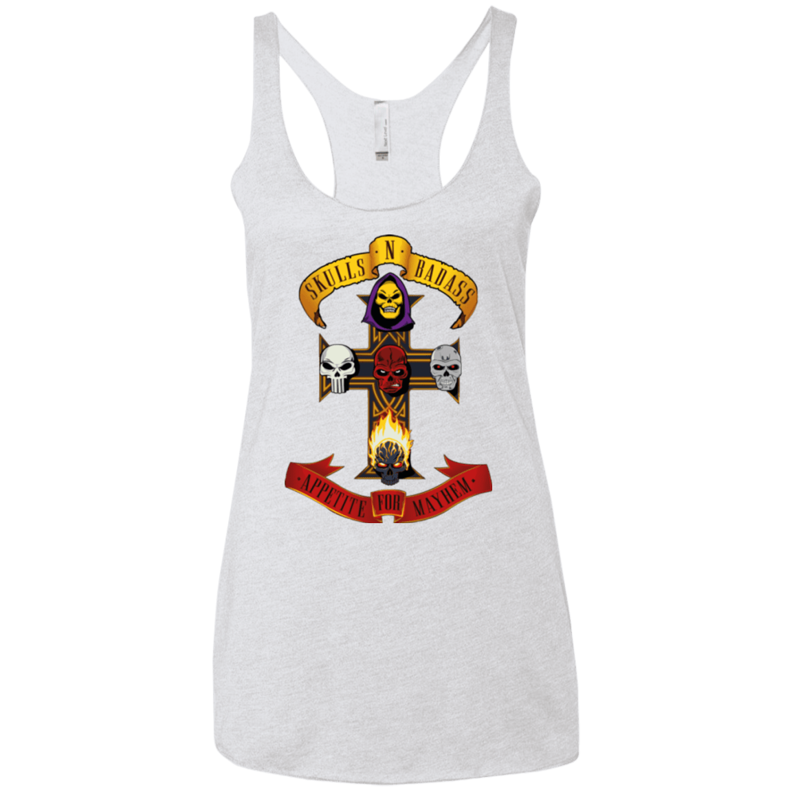 T-Shirts Heather White / X-Small Skull And Badass Women's Triblend Racerback Tank