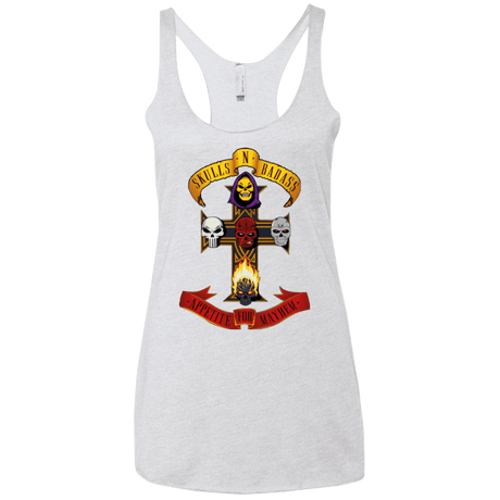 T-Shirts Heather White / X-Small Skull And Badass Women's Triblend Racerback Tank