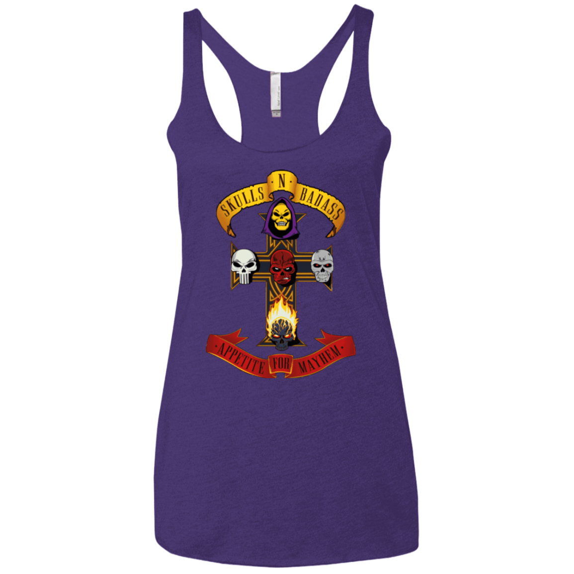T-Shirts Purple / X-Small Skull And Badass Women's Triblend Racerback Tank