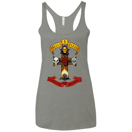 T-Shirts Venetian Grey / X-Small Skull And Badass Women's Triblend Racerback Tank