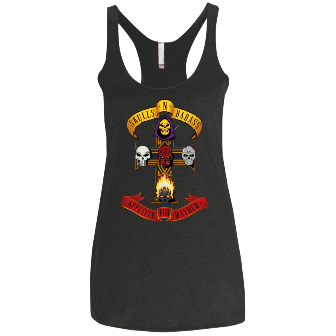 T-Shirts Vintage Black / X-Small Skull And Badass Women's Triblend Racerback Tank