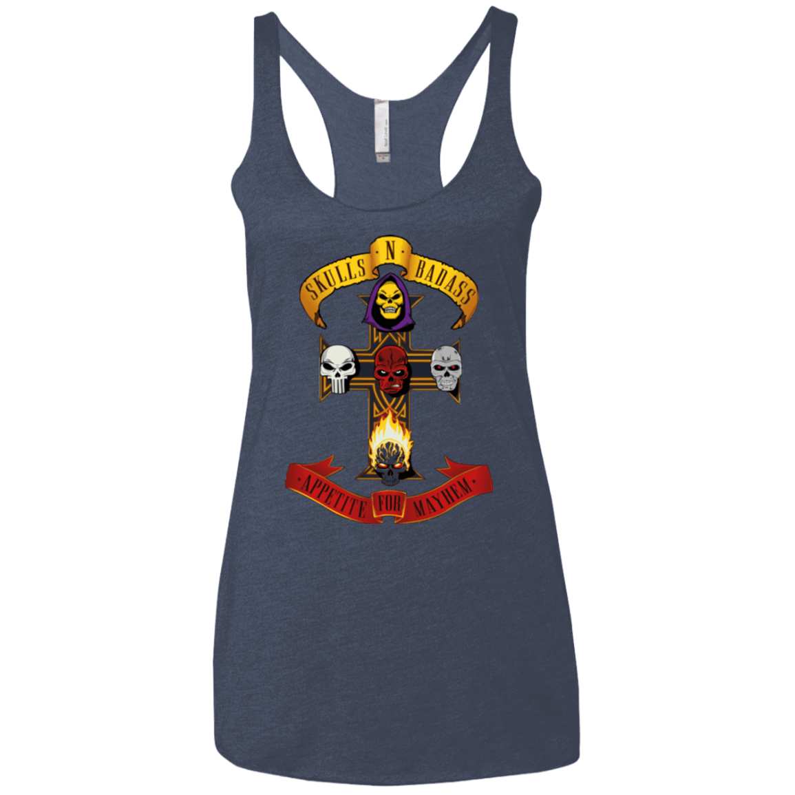 T-Shirts Vintage Navy / X-Small Skull And Badass Women's Triblend Racerback Tank