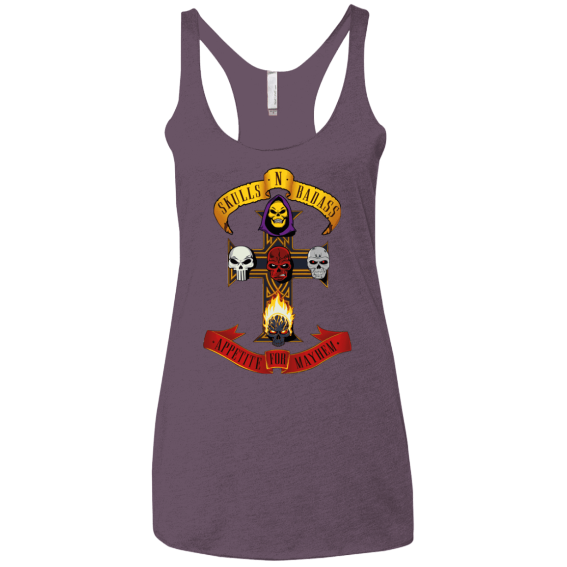 T-Shirts Vintage Purple / X-Small Skull And Badass Women's Triblend Racerback Tank