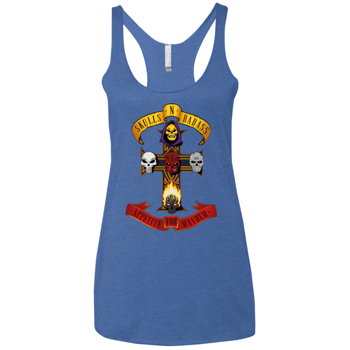 T-Shirts Vintage Royal / X-Small Skull And Badass Women's Triblend Racerback Tank