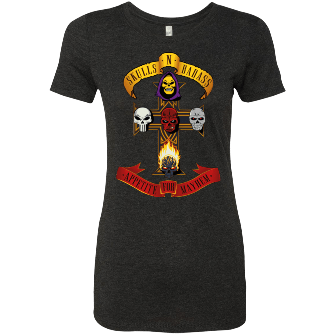 T-Shirts Vintage Black / Small Skull And Badass Women's Triblend T-Shirt