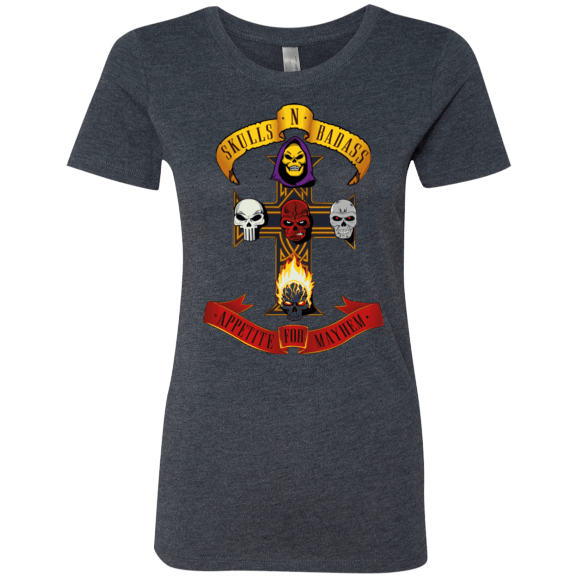 T-Shirts Vintage Navy / Small Skull And Badass Women's Triblend T-Shirt