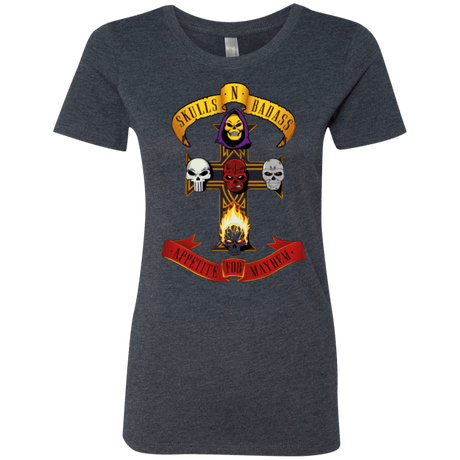 T-Shirts Vintage Navy / Small Skull And Badass Women's Triblend T-Shirt