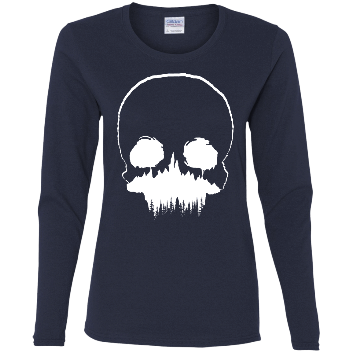 T-Shirts Navy / S Skull Forest Women's Long Sleeve T-Shirt