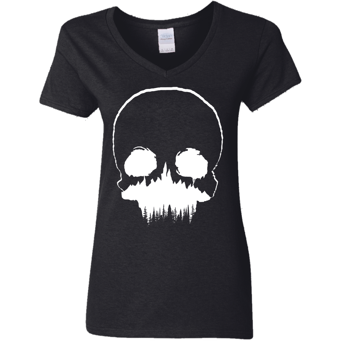 T-Shirts Black / S Skull Forest Women's V-Neck T-Shirt