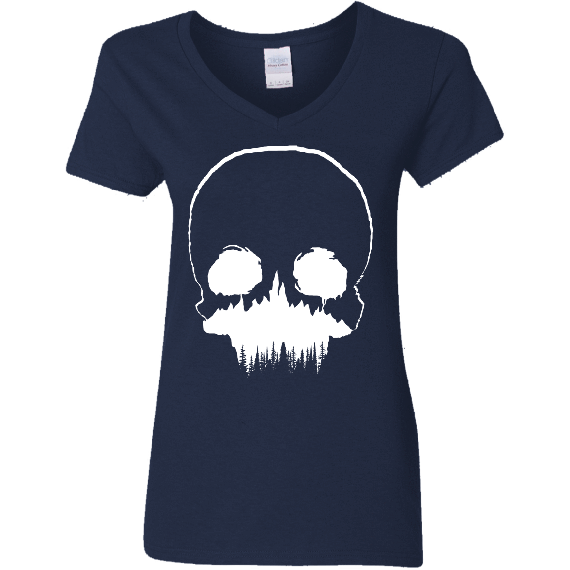 T-Shirts Navy / S Skull Forest Women's V-Neck T-Shirt