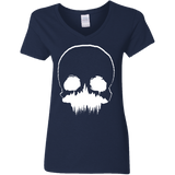 T-Shirts Navy / S Skull Forest Women's V-Neck T-Shirt