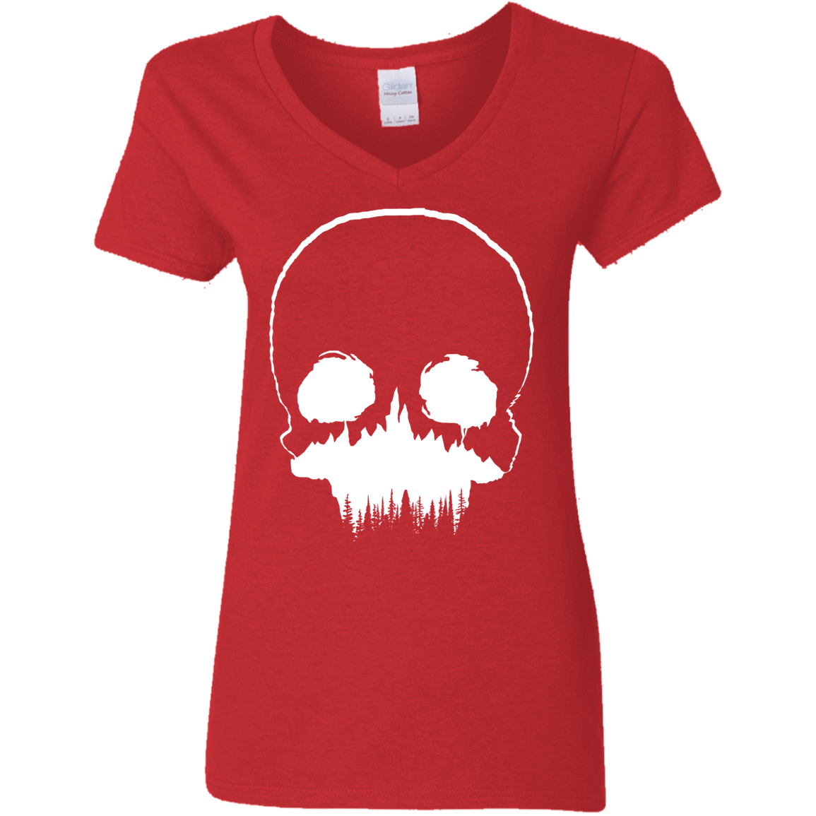 T-Shirts Red / S Skull Forest Women's V-Neck T-Shirt