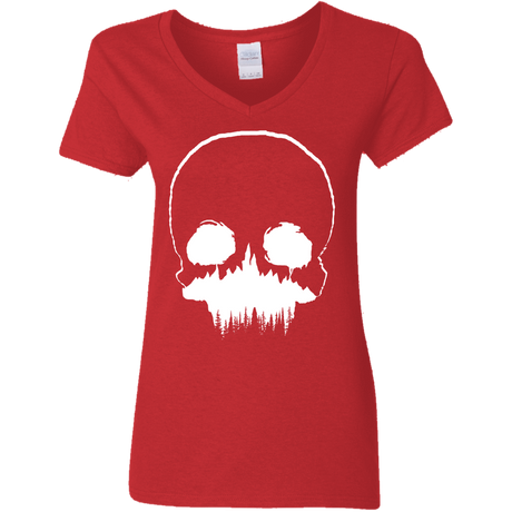 T-Shirts Red / S Skull Forest Women's V-Neck T-Shirt