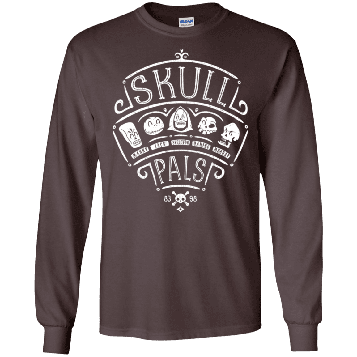 T-Shirts Dark Chocolate / S Skull Pals Men's Long Sleeve T-Shirt