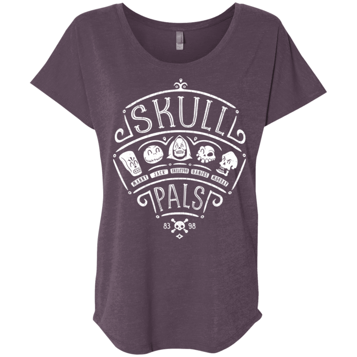 T-Shirts Vintage Purple / X-Small Skull Pals Triblend Dolman Sleeve