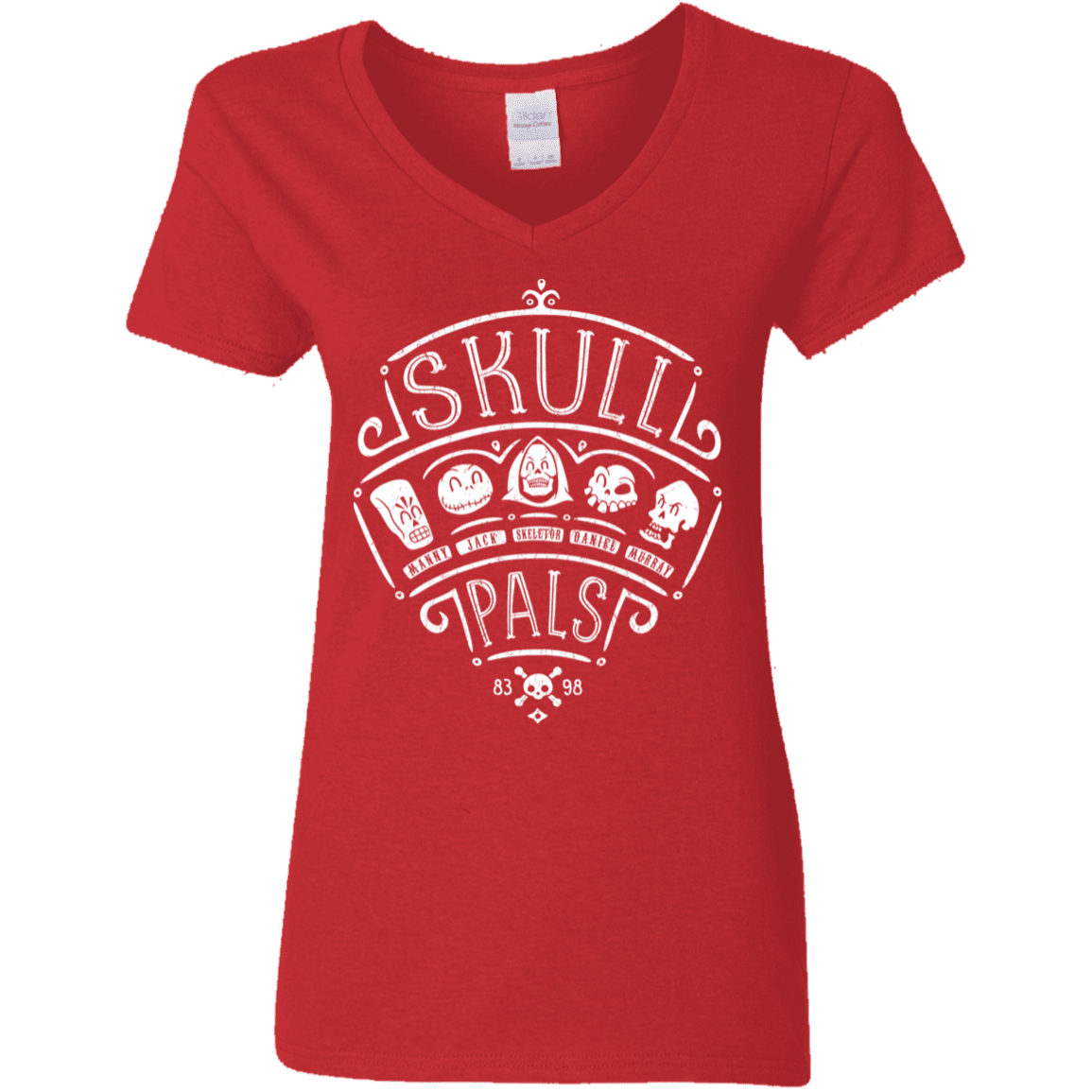 T-Shirts Red / S Skull Pals Women's V-Neck T-Shirt