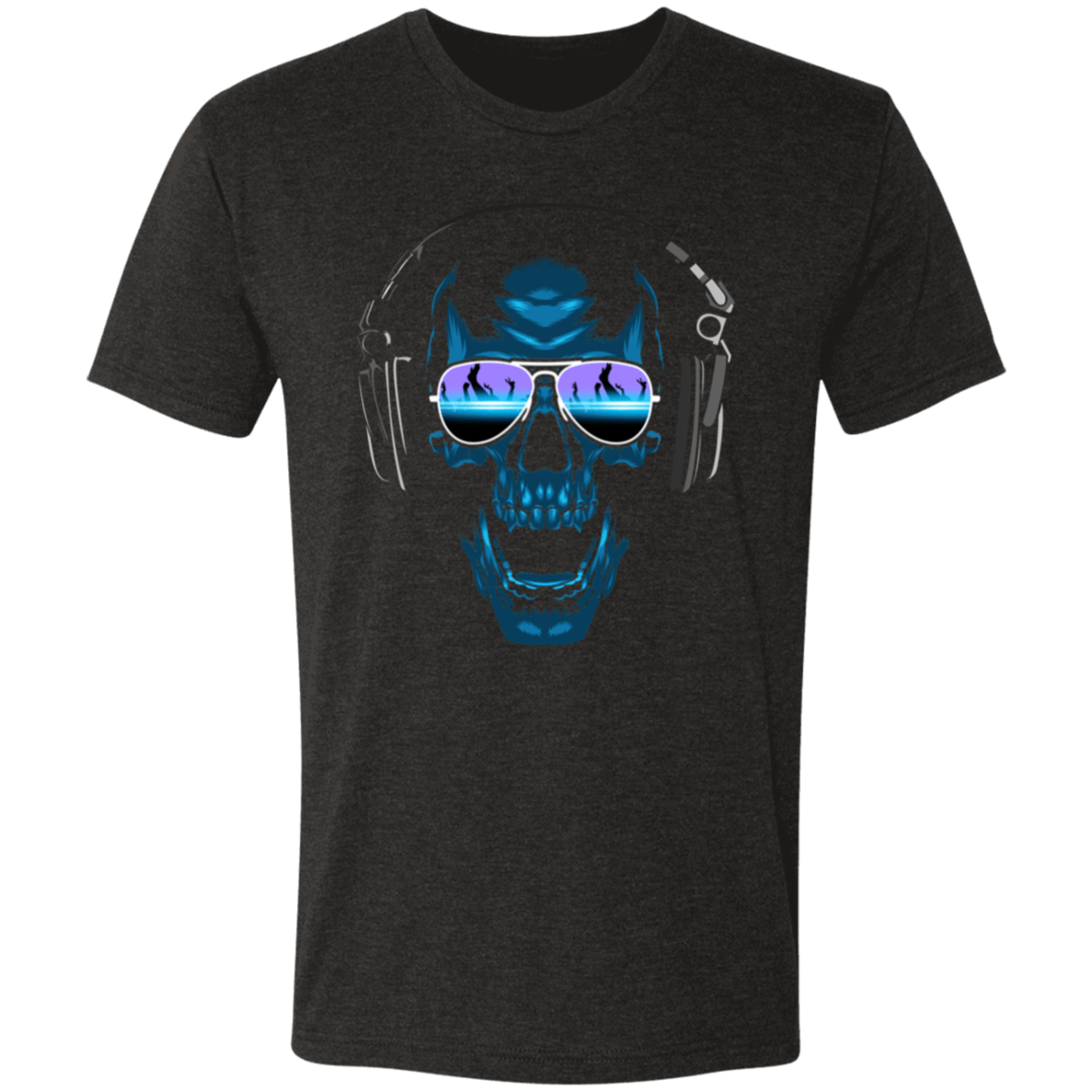 T-Shirts Vintage Black / S Skull Techno Men's Triblend T-Shirt