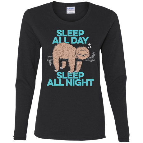 T-Shirts Black / S Sleep All Day All Night Women's Long Sleeve T-Shirt