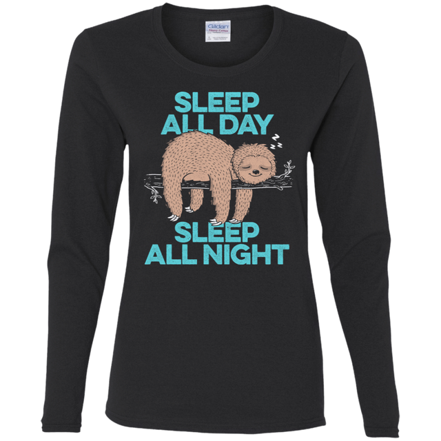 T-Shirts Black / S Sleep All Day All Night Women's Long Sleeve T-Shirt