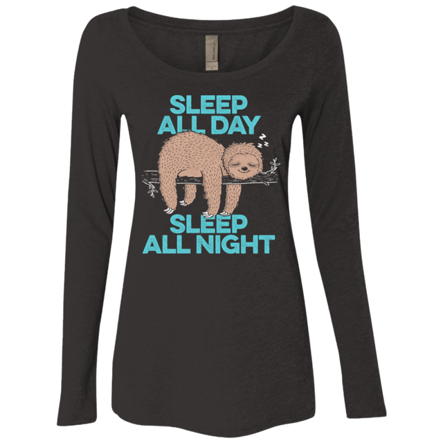 T-Shirts Vintage Black / S Sleep All Day All Night Women's Triblend Long Sleeve Shirt