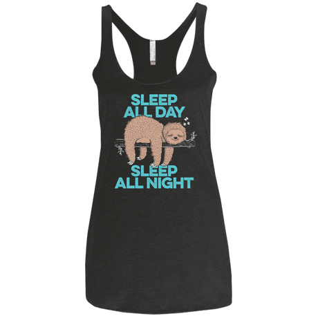 T-Shirts Vintage Black / X-Small Sleep All Day All Night Women's Triblend Racerback Tank