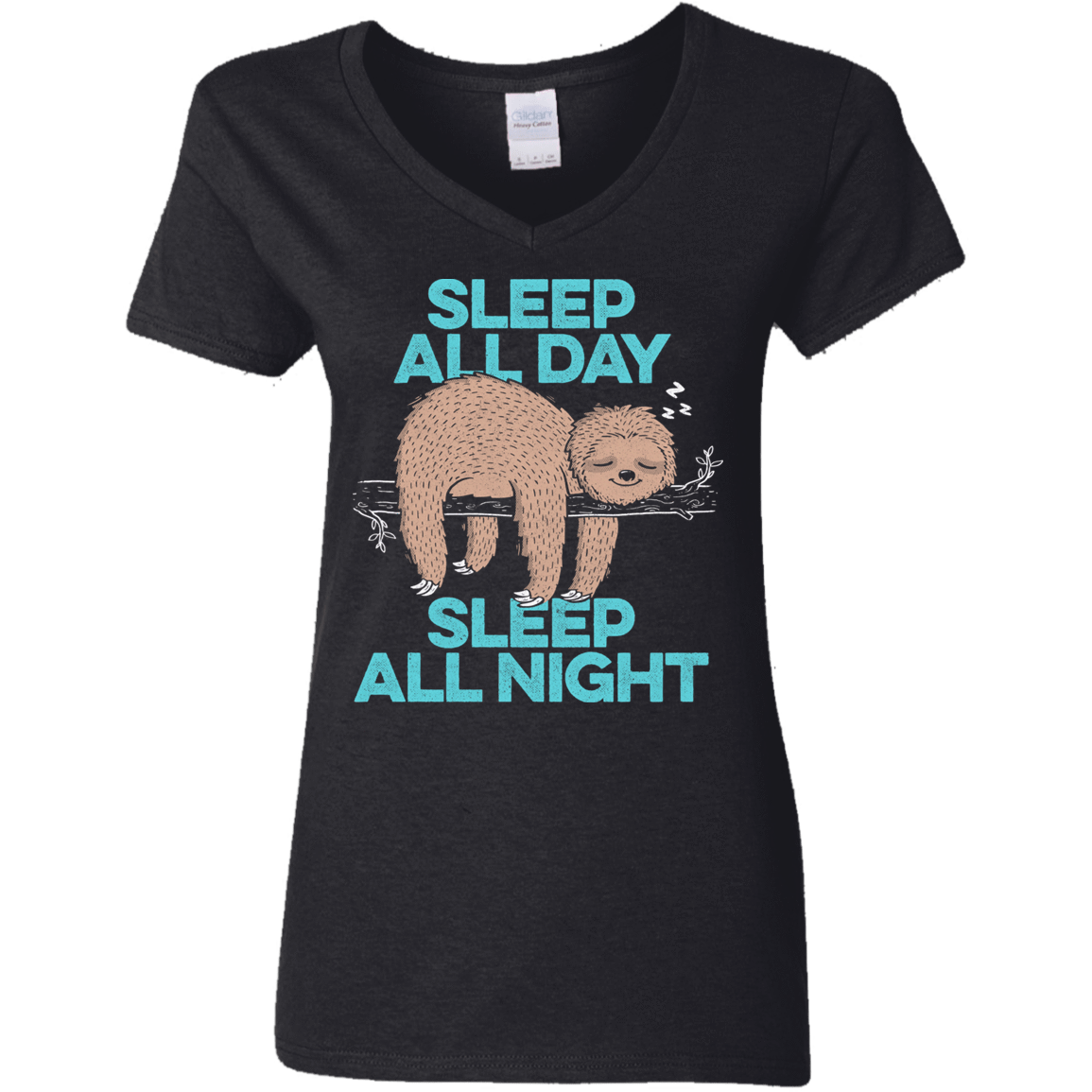 T-Shirts Black / S Sleep All Day All Night Women's V-Neck T-Shirt