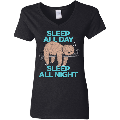 T-Shirts Black / S Sleep All Day All Night Women's V-Neck T-Shirt